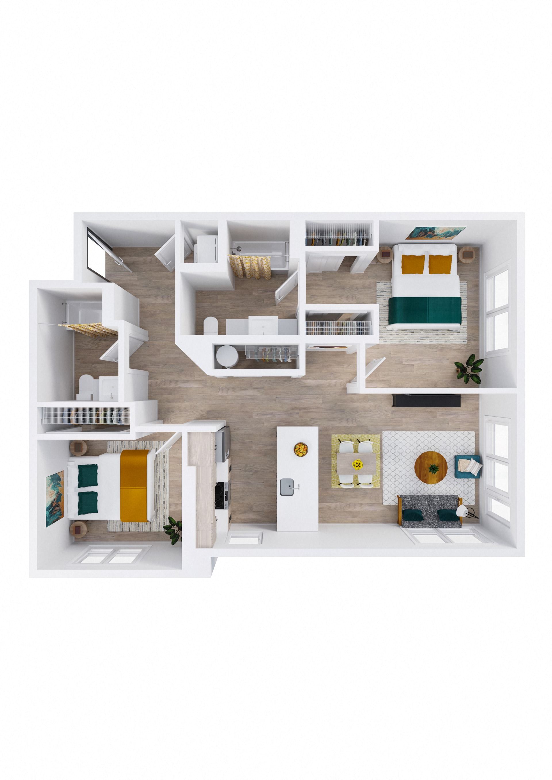 Zinnia Apartments in Shoreline, Washington C2 Floor Plan